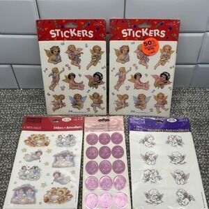 Cherub Angels VTG Stickers Set Of 5 All New And Sealed Gibson Heartline Hallmark